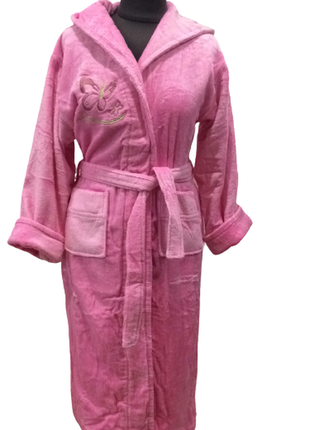 Подростковый махровый велюровый халат с вышивкой бабочки турция 17-18 лет