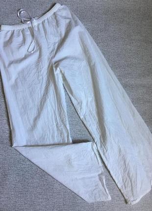 Брюки белые хлопковые штаны пижамные легкие белые штаны хлопковые m&s- s,m.2 фото