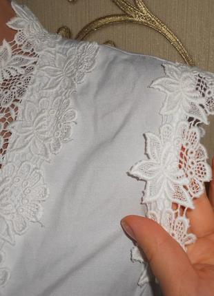 Белая рубашка блуза с кружевом в составе вискоза 50 52рр2 фото