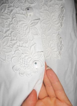 Белая рубашка блуза с кружевом в составе вискоза 50 52рр4 фото