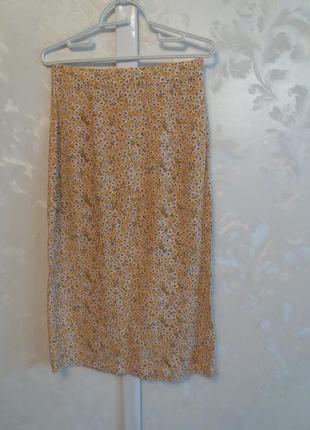 Вискозная юбка миди в мелкий цветочный принт7 фото