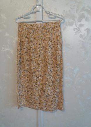 Вискозная юбка миди в мелкий цветочный принт6 фото