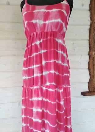 100% котон яскравий натуральний котонові сарафан з стильними рюшами воланами тайдай супер якість!!!3 фото