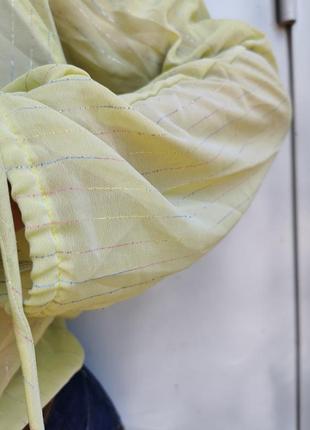 Блуза лимонна худі з капюшоном люрексом в смужку на запах liellingsstuck6 фото