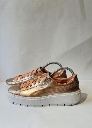 Кроссовки кросівки кедысникерсpuma basket platform trace luxe dusty coral-p leather sneakers36785201