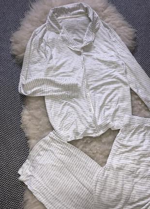 Пижама полоска натуральная домашняя рубашка вискоза8 фото