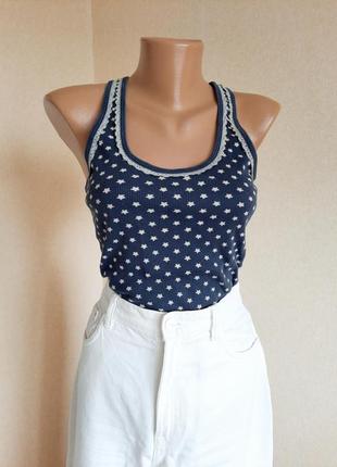 Майка miss america маєчка алкоголічка трикотажна бавовна топ в рубчик зірочки