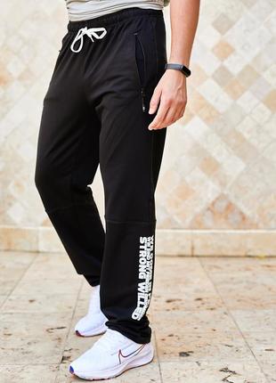 Мужские спортивные штаны tailer из трикотажа двунитка, демисезонные, размеры 46-56 (296черные)