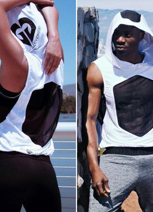 Майка унисекс безрукавка с капюшоном "activewear"