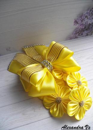 Резинка на гульку в желтом цвете.5 фото