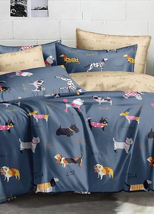 Постельное белье с простыней на резинке из сатина