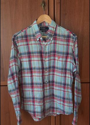 Винтажная мужская льняная рубашка polo ralph lauren linen vintage
