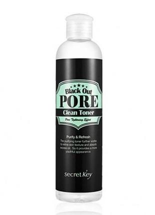 Тонер очищающий и сужающий поры secret key black out pore clean toner