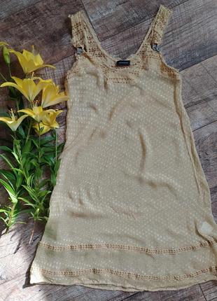 Шелковое пляжное платье сарафан песочного цвета от bruuns bazaar xs s1 фото
