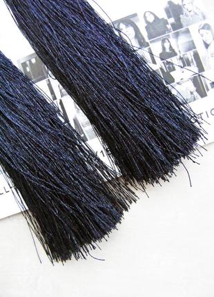 Стильні сережки пензлики чорні біжутерія fashion jewelry стильные серьги кисточки черные бижутерия5 фото