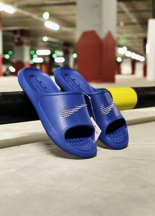 Сланцы мужские nike victori one shower slide синие (найк, сланці)3 фото