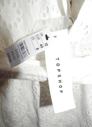 Topshop белое платье с поясом на завязках прошва новое с бумажной биркой сукня хлопок р 403 фото