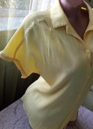Женская рубашка жатка. нежный лимонный цвет2 фото