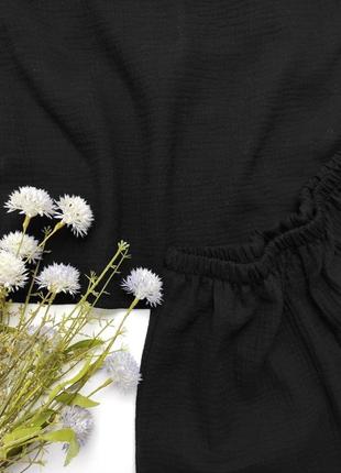 Черная хлопковая пижама из муслина2 фото