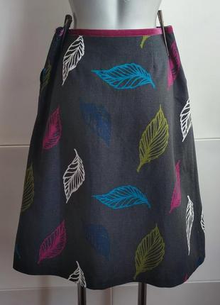 Стильнальная льняная юбка laura ashley с ярким принтом и карманами2 фото