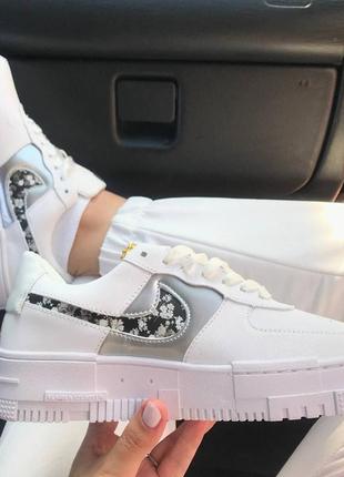 Nike pixel🆕женсике шкіряні кеди-кросівки найк піксель🆕білі з срібним