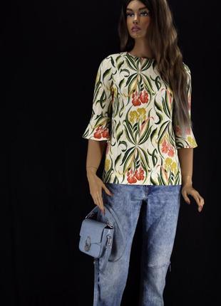 Красивая брендовая блузка "next" с ирисами. размер uk8/eur36.7 фото
