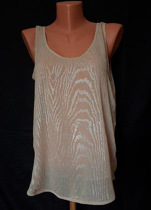Бежева майка з сріблястим принтом vila (розмір 38)
