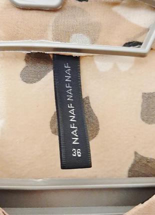 Брендовая блузка кофточка шифон бежевый сердечки чёрные белые naf-naf8 фото