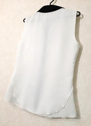 Красивая кофточка блузка белая без рукавов отделка чёрная calgari7 фото