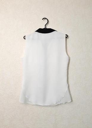 Красивая кофточка блузка белая без рукавов отделка чёрная calgari5 фото