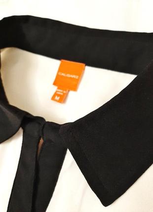 Красивая кофточка блузка белая без рукавов отделка чёрная calgari8 фото