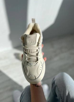 Шикарные женские кроссовки nike m2k tekno бежевые7 фото