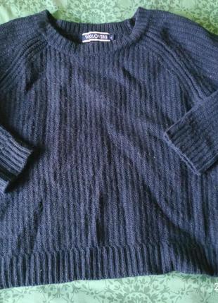 Очень теплый плотный свитер...100% шерсть...р 46-48-50-52...очень темно-синий3 фото