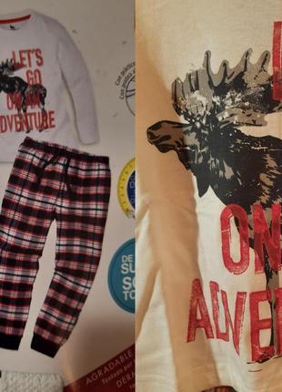 Пижама с фланелевыми штанами лось