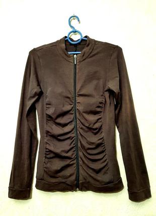 Amisu летняя кофточка-куртка застёжка-молния трикотажная коричневая/шоколадная женская 42-44-46
