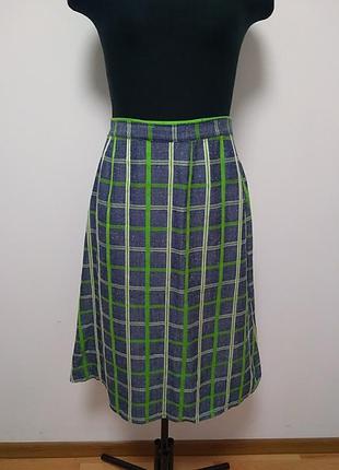 Юбка джинсовая в клетку полоску винтаж.