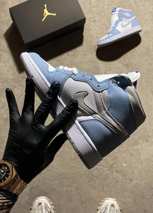 Жіночі кросівки nike air jordan 1 mid blue white 36-37-38-39-40-413 фото