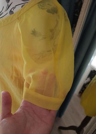 Яркое желтое брендовое платье intrend, прямой крой, миди💛4 фото
