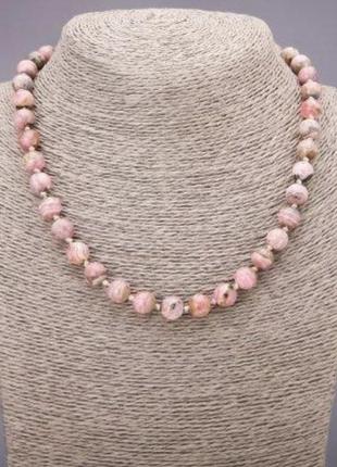Бусы из натурального камня родохрозит