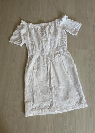 Платье рубашка хлопковая льняная платье белое8 фото