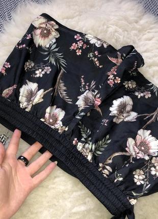 Атласные домашние шорты запах юбка цветочный принт4 фото