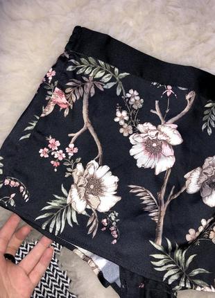 Атласные домашние шорты запах юбка цветочный принт7 фото