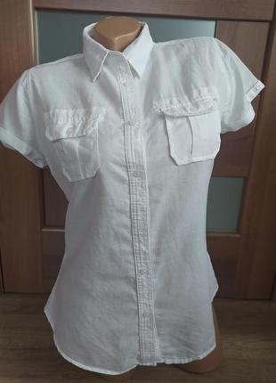 Белая льняная рубашка блузка тениска футболка biaggini2 фото