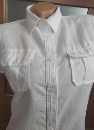 Белая льняная рубашка блузка тениска футболка biaggini3 фото