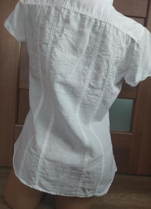 Белая льняная рубашка блузка тениска футболка biaggini7 фото