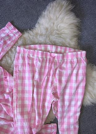 Пижама розовая большой размер домашняя хлопок рубашка3 фото