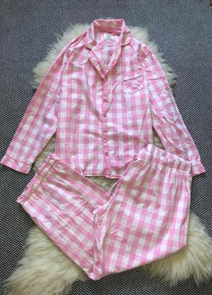 Пижама розовая большой размер домашняя хлопок рубашка5 фото