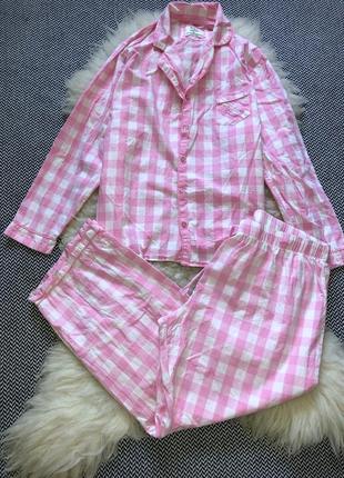 Пижама розовая большой размер домашняя хлопок рубашка9 фото