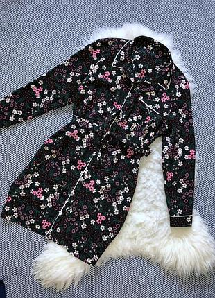 Цветочное платье халат цветы пояс рубашка принт