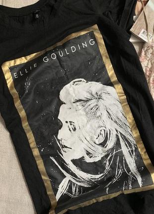 Чорна футболка з принтом еллі голдінг ellie goulding4 фото